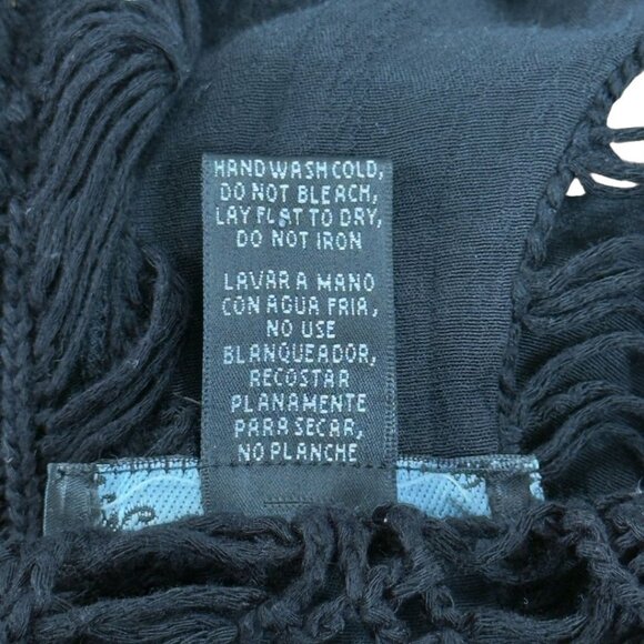 SOLD Sioni Black Sweater Open Knit Medium Large Handkerchief Hem Witchy Goth - Picture 9 of 10
